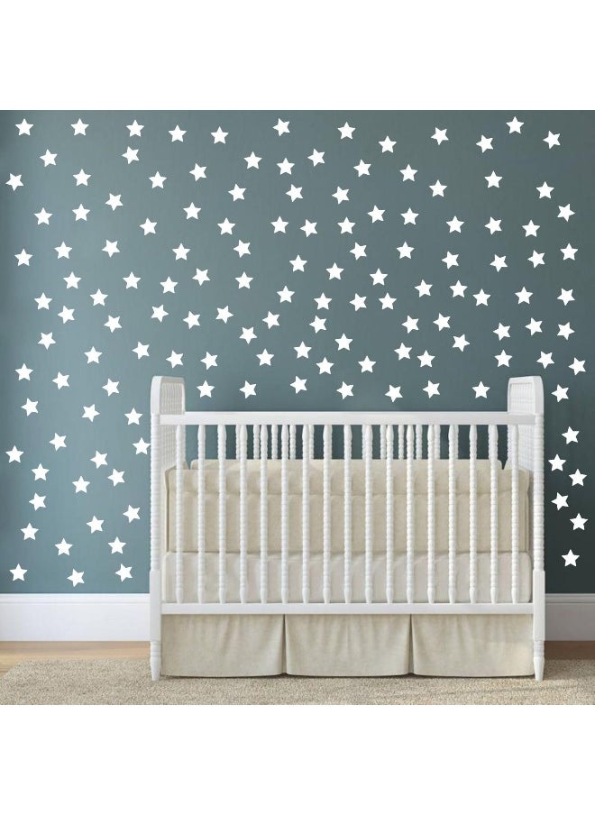 JURUOXIN 100 Pcs/Set Star Decal for Wall Sticker Removable Peel and Stick Vinyl Decoration Home Bedroom Living Room Nursery DIY Patten Decor YMX64 (White)  - Image 1