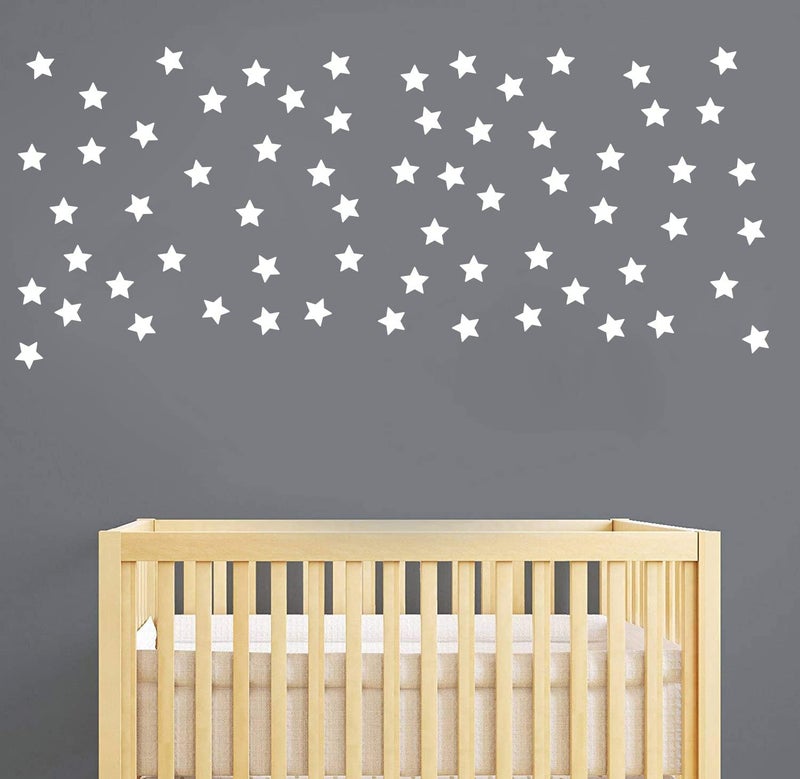 JURUOXIN 100 Pcs/Set Star Decal for Wall Sticker Removable Peel and Stick Vinyl Decoration Home Bedroom Living Room Nursery DIY Patten Decor YMX64 (White) - Image 3