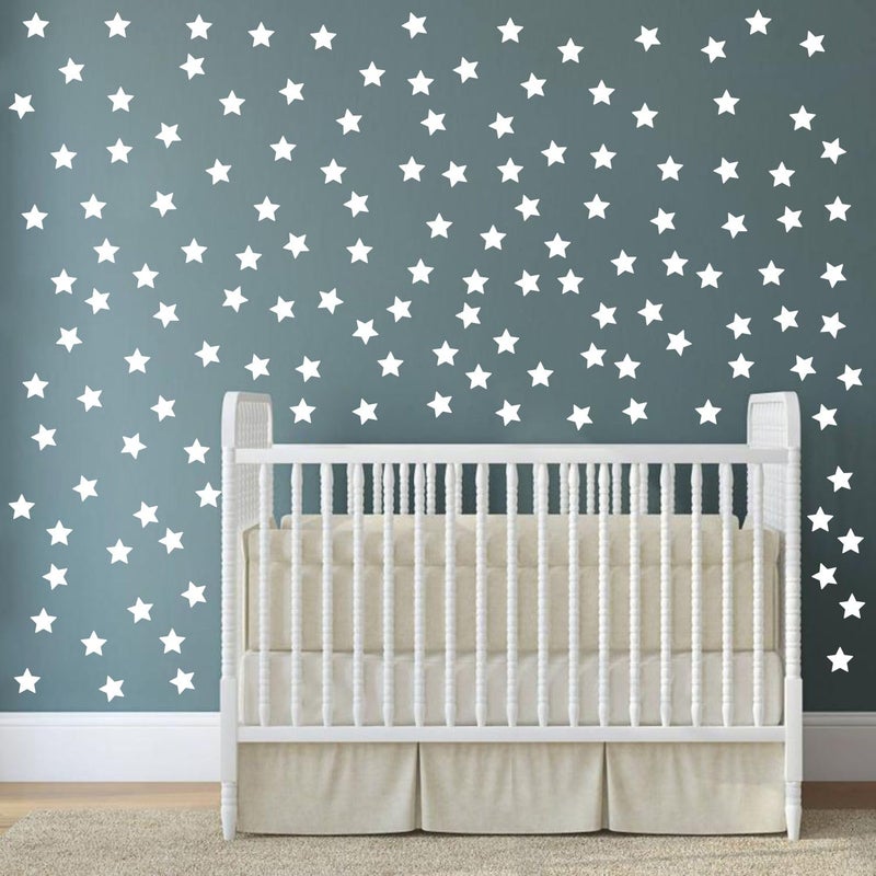JURUOXIN 100 Pcs/Set Star Decal for Wall Sticker Removable Peel and Stick Vinyl Decoration Home Bedroom Living Room Nursery DIY Patten Decor YMX64 (White) - Image 1