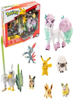 Pokémon Battle Figure Multi Pack Toy Set, 8 Pieces - Generation 8 - Includes Pikachu, Eevee, Wooloo, Sneasel, Yamper, Ponyta, Sirfetch'd & Morpeko - Ages 4+