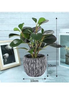 Garlo Artificial Potted Plants, Real Looking Fiddle Leaf Fake Plant with Pot, Plastic Watercress Leaves Small Faux Trees with Cement Planter, Greenery Plant Table Decor for Home Indoor  - Image 2