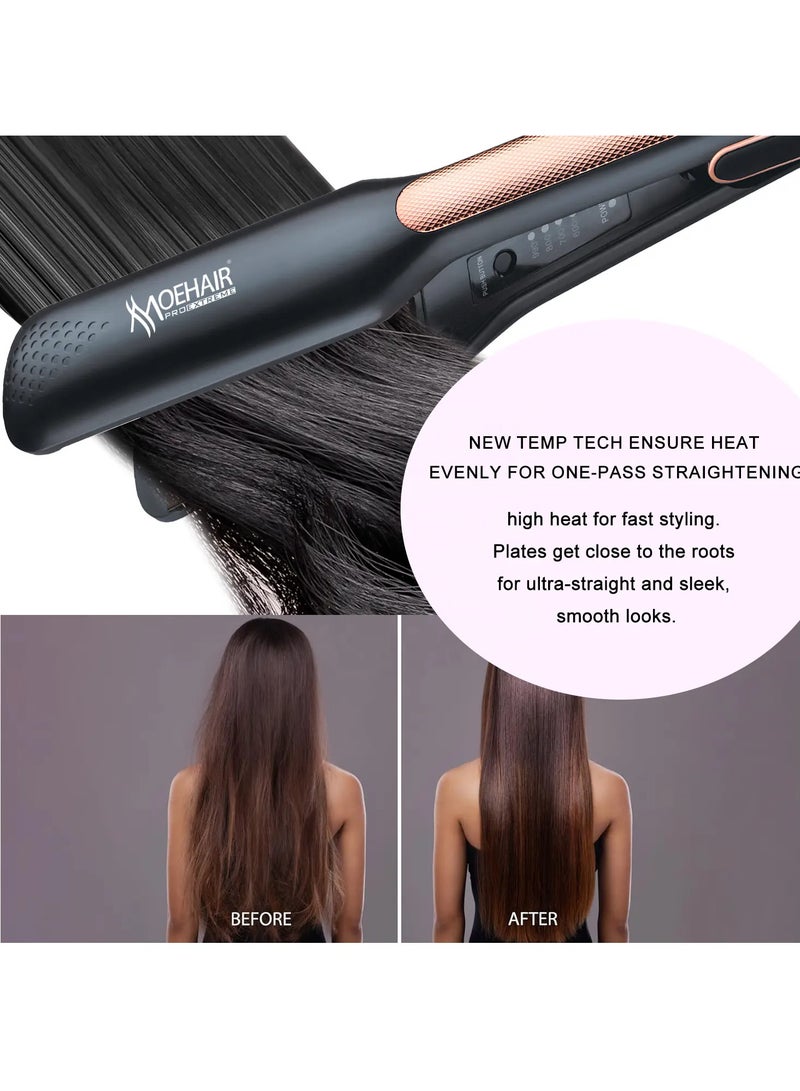 MoeHair Ceramic Hair Straightener, 2 in 1 Hair Straighteners and Hair Crimper with PTC Heating for Smooth Glide, 30 Second Heat up, LCD Display & Adjustable Temp | Salon-Perfect Straightening for All Hair Types,MO-5104 - Image 5