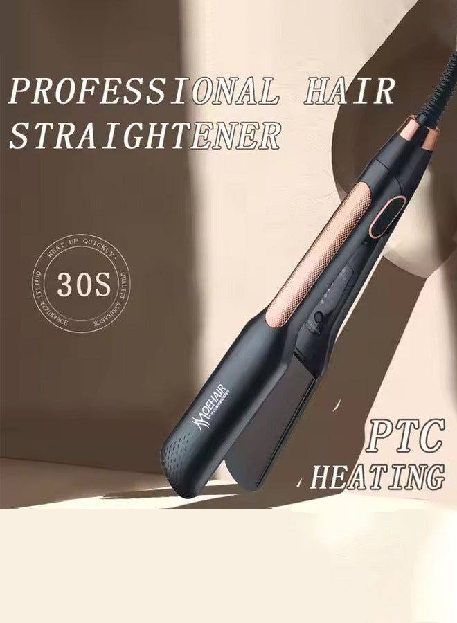 MoeHair Ceramic Hair Straightener, 2 in 1 Hair Straighteners and Hair Crimper with PTC Heating for Smooth Glide, 30 Second Heat up, LCD Display & Adjustable Temp | Salon-Perfect Straightening for All Hair Types,MO-5104 - Image 2