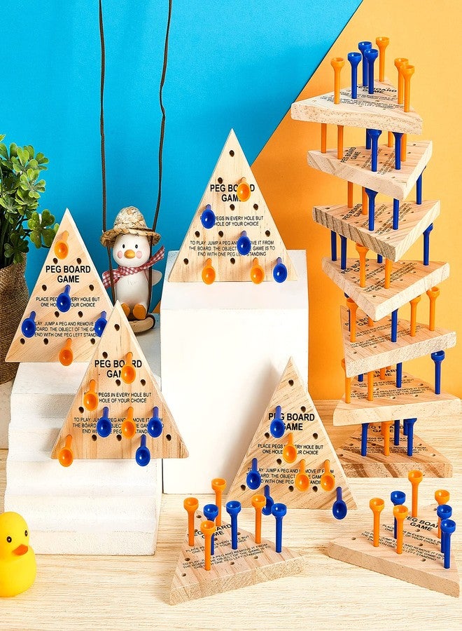 Zhanmai 50 Pack Wooden Peg Games Bulk Triangle Wooden Board Games Triangle Game Wooden Triangle Board Games Family Travel Games Fun Triangle Puzzle Wooden Strategy Toy for Adults Teens - Image 5
