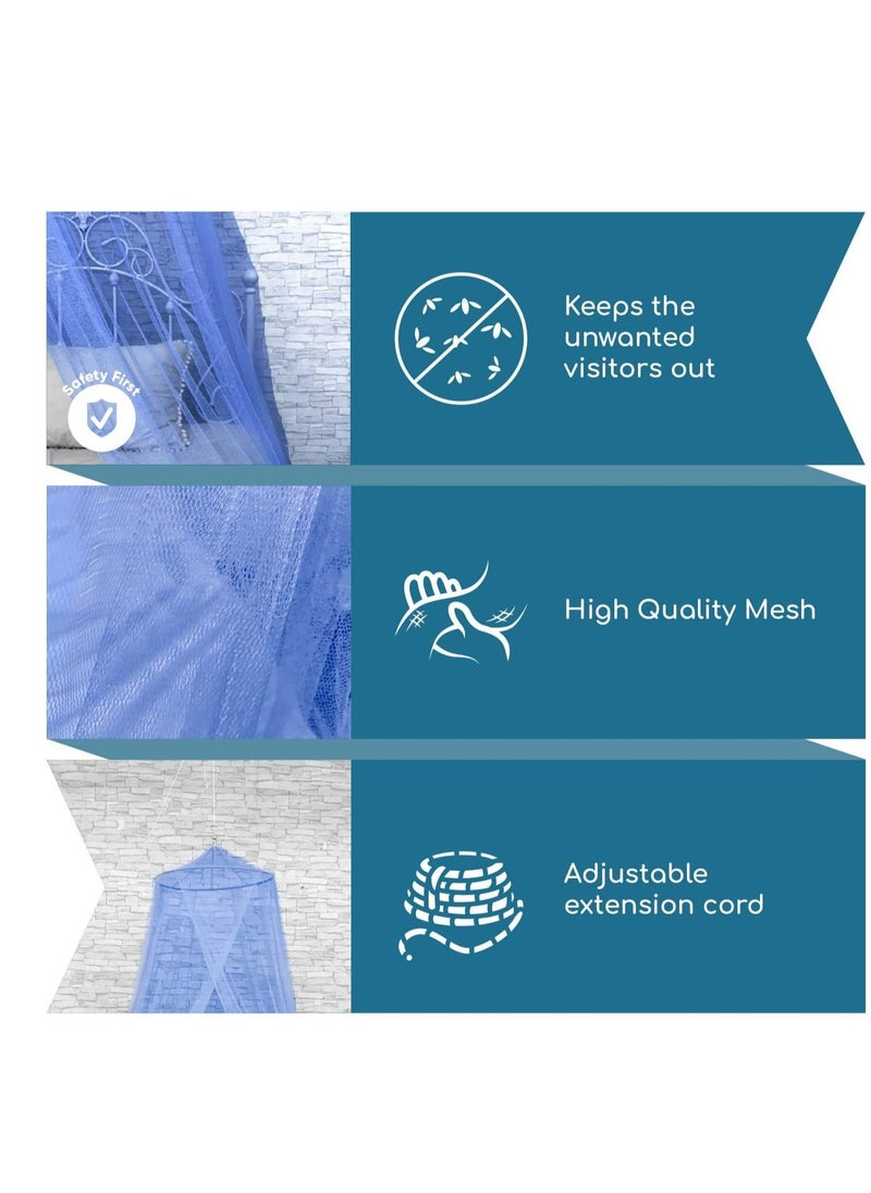Y&D - Universal Bed Hanging Mosquito Mesh Net Polyester Blue - Image 1