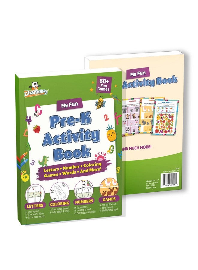 Channie's Pre-K Activity Book, Preschool Workbook With Fun Educational Learning Activities For Kids, Ages 3-5, 50+ Games, Colors, Letter-Tracing, Counting, Mazes, And More! - Image 1