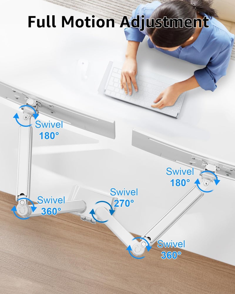 MOUNTUP Dual Monitor Stand fits up to 32 inch, 4.4-22 lbs Computer Screens, Dual Monitor Desk Mount Height Adjustable, Monitor Arms for 2 Monitors, Home Office VESA Mounts, Freelift White - Image 3