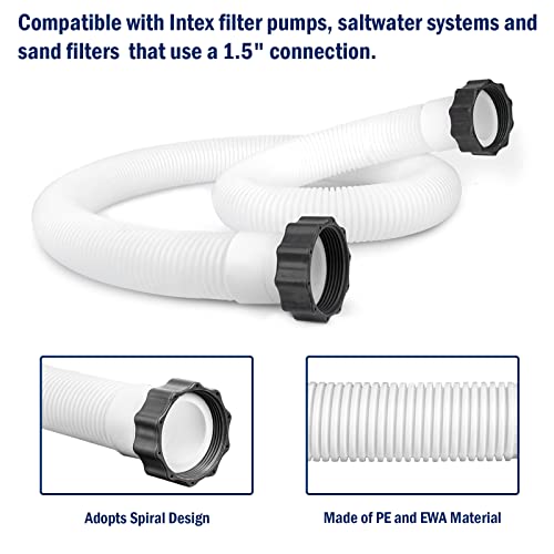 ALOCS 1.5" Pool Hose for Intex Filter Pump - 29060E Pool Hoses for Above Ground Pools, 1.5 Inch Pool Filter Hose for Coleman Intex Sand Filter Pumps & Saltwater Systems 59" Long (2 Pack) - Image 2