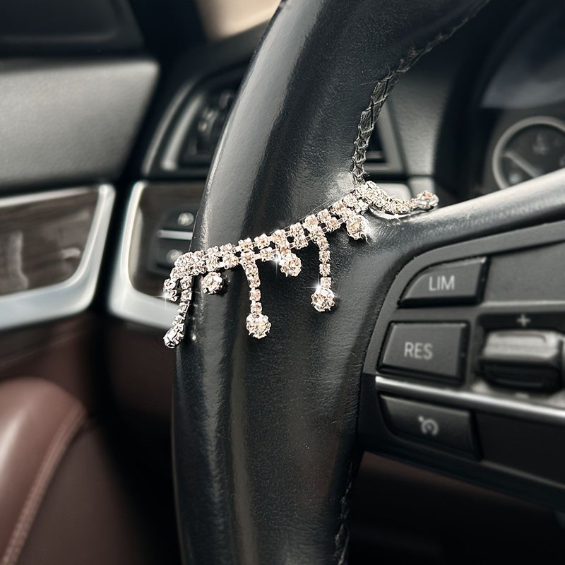 Silver Rhinestone Car Steering Wheel Pendant Decorative Light Luxury Chain - Image 3