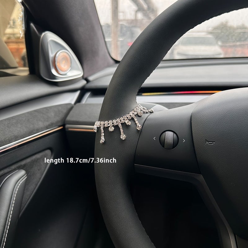 Silver Rhinestone Car Steering Wheel Pendant Decorative Light Luxury Chain - Image 5