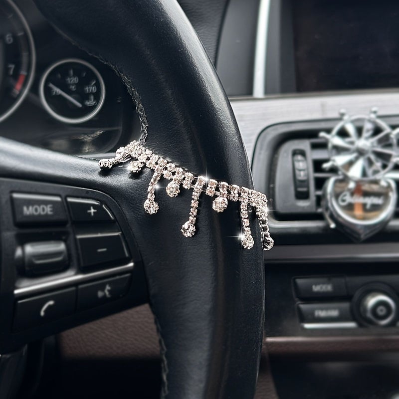 Silver Rhinestone Car Steering Wheel Pendant Decorative Light Luxury Chain - Image 4