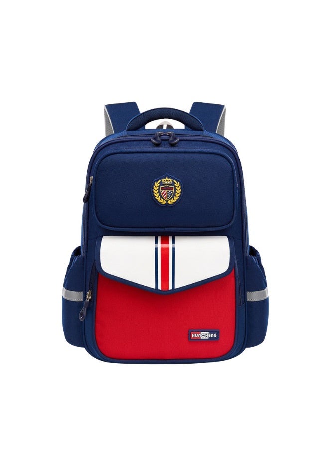 Children's Ergonomic School Backpack, Lightweight Waterproof Large Capacity Book Bag - Blue/Red - Image 2