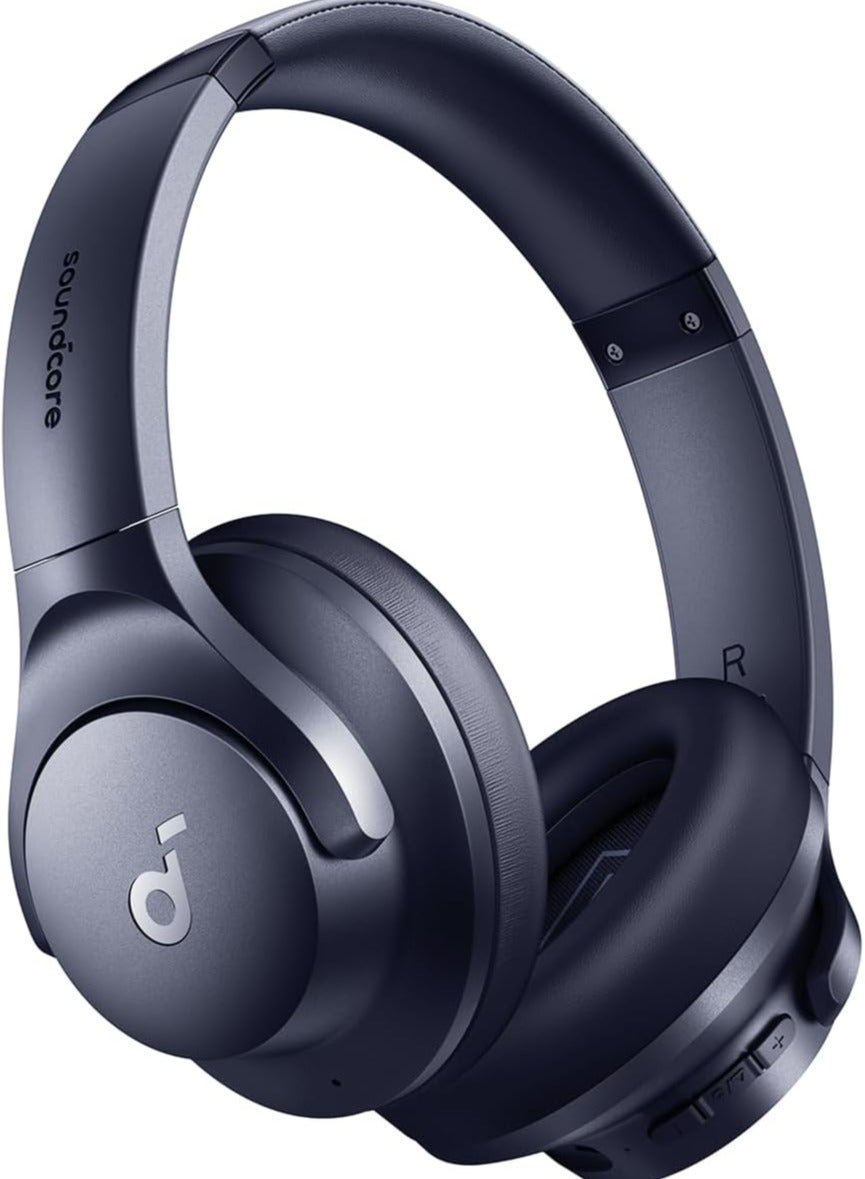 By Anker Q20i Hybrid Active Noise Cancelling Headphones, Wireless Over-Ear Bluetooth, 40H Long ANC Playtime, Hi-Res Audio, Big Bass, Customize Via An App, Transparency Mode, Ideal For Travel Blue Blue