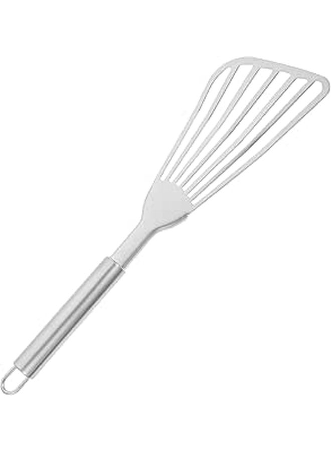 Stainless Steel Slotted Turner Ergonomic Long Handle Pancake Spatula - Image 1