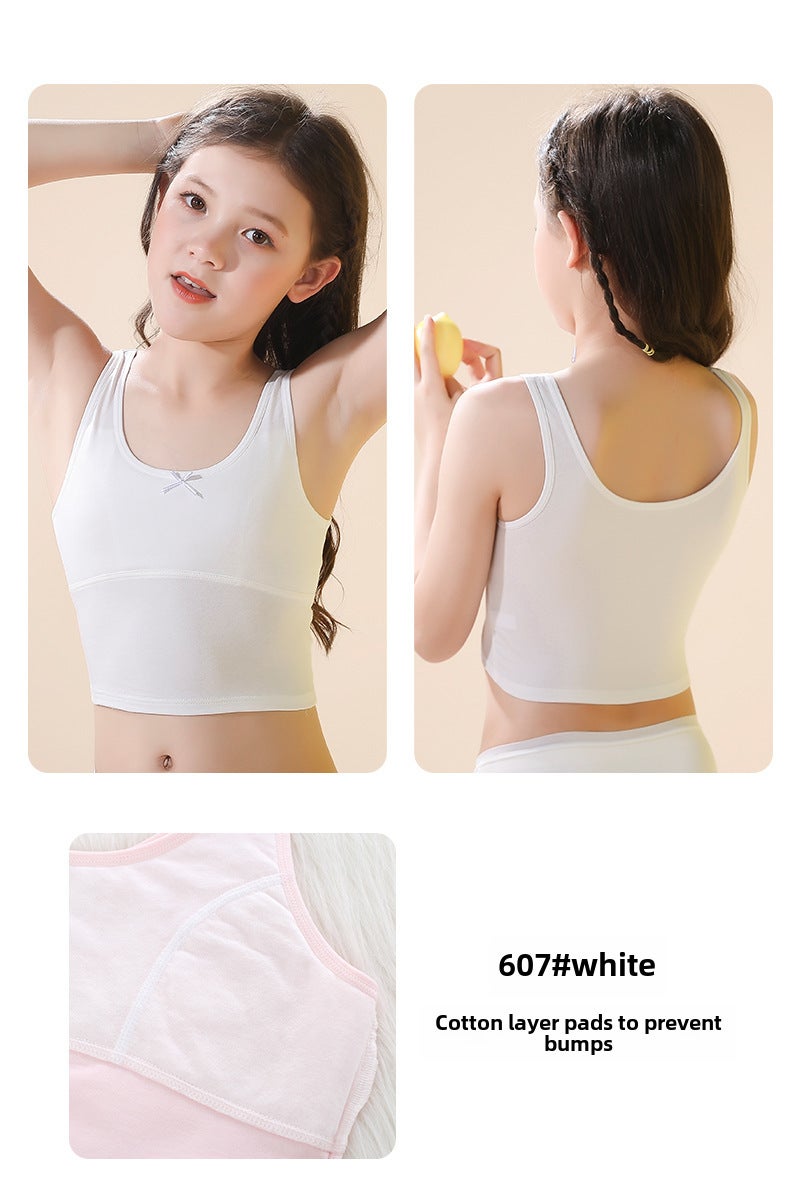 قميص بنات قطن طويل 608# وردي - Image 5