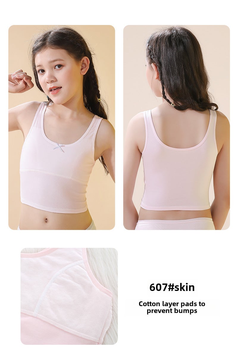 قميص بنات قطن طويل 608# وردي - Image 3