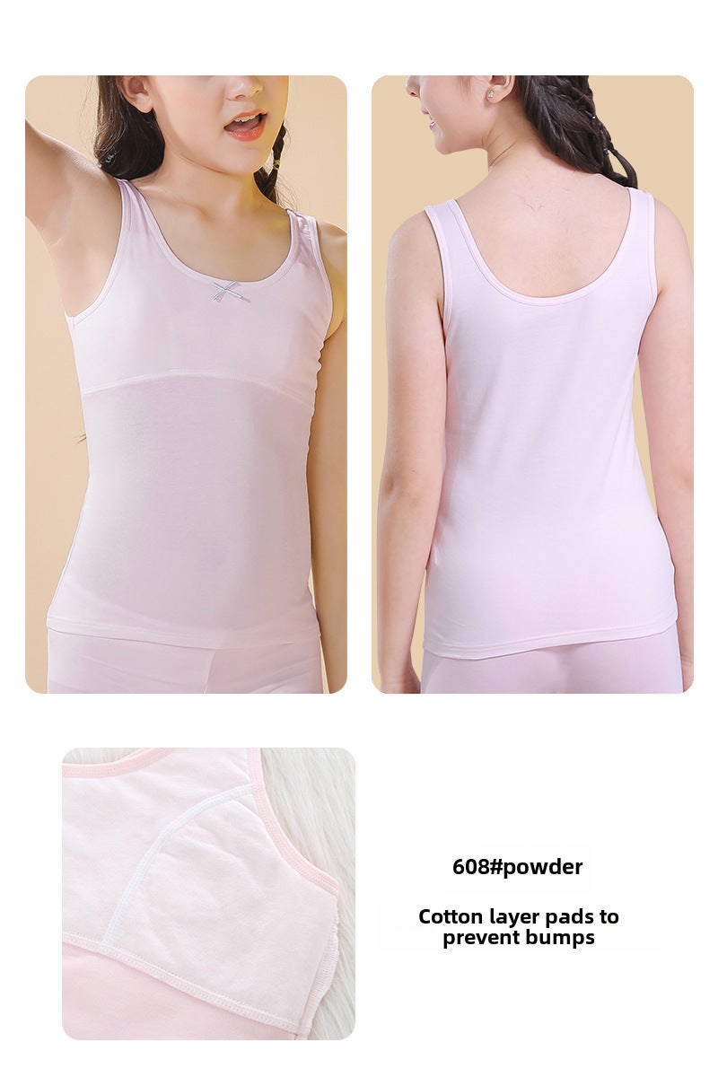 قميص بنات قطن طويل 608# وردي - Image 1