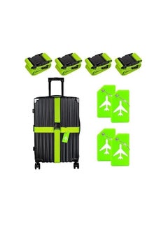 Generic 4 Pack Luggage Straps for Suitcases TSA Approved & Suitcase Identifiers Unique Luggage Tags and Straps Set, Adjustable Suitcase Belt Straps with Buckles to Keep Suitcase Secure While Traveling (Green)  - Image 1