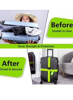 Generic 4 Pack Luggage Straps for Suitcases TSA Approved & Suitcase Identifiers Unique Luggage Tags and Straps Set, Adjustable Suitcase Belt Straps with Buckles to Keep Suitcase Secure While Traveling (Green)  - Image 4