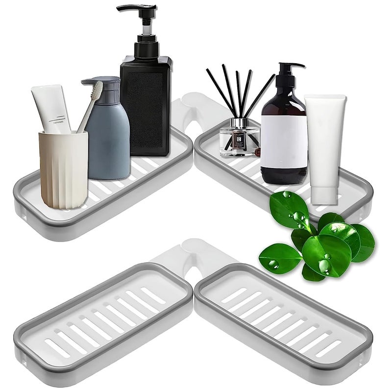 Wrixty Multipurpose Kitchen & Bathroom Storage Shelves Organizer, Corner Caddy Holder Stand with Wall Mounted Suction Cup Basin Shelf Rack Sponge Holder (Multi Color) - Image 1