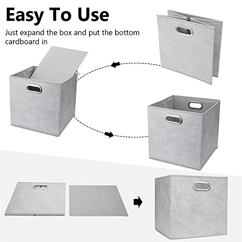 HSDT 13 inch Storage Cubes Bins Grey White Fabic Storage Cubes Inserts Foldable Cloth Storage Boxes Collapsible Storage Baskets Drawer for Cube Organizer ,QY-SC07-6 - Image 5
