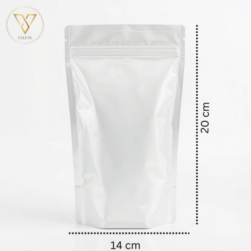 VELEXE Transparent Stand-Up Ziplock Storage Pouches | 200mm*140mm | 250 Grams | Pack of 10 | Air-Tight, Resealable, Leakproof Storage Pouches with Self Sealing Technology - Image 2