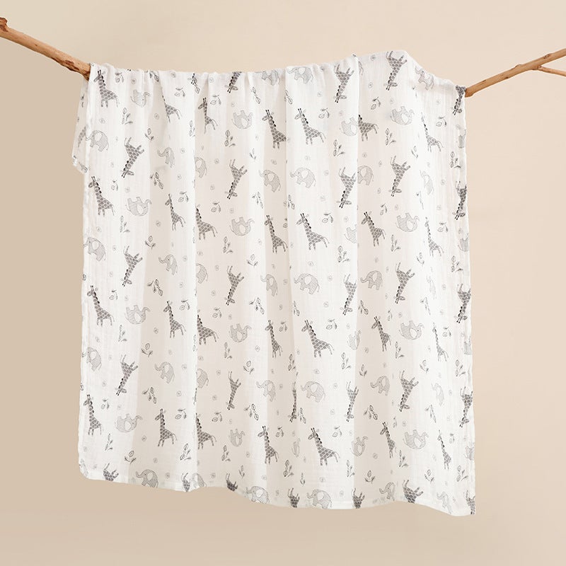 منشفة قطنية مزدوجة الطبقات ناعمة وقابلة للتنفس لتغطية الأطفال حديثي الولادة - Image 1