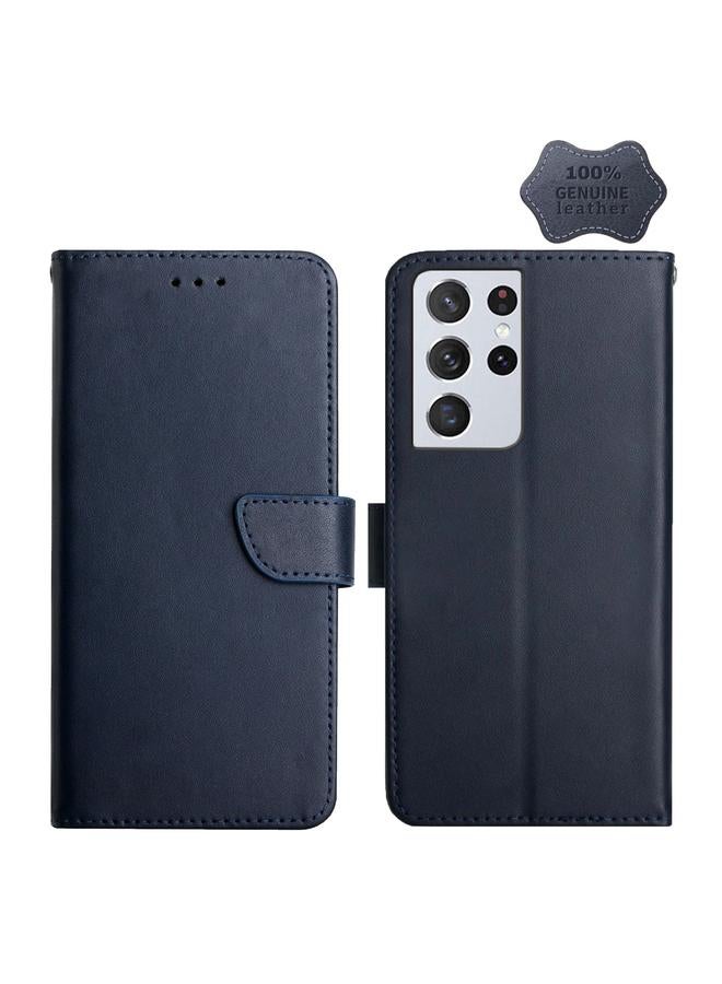 S-TOP Case For Samsung Galaxy S21 Ultra 5G Genuine Leather Fingerprint-proof Horizontal Flip Phone Case - Image 1