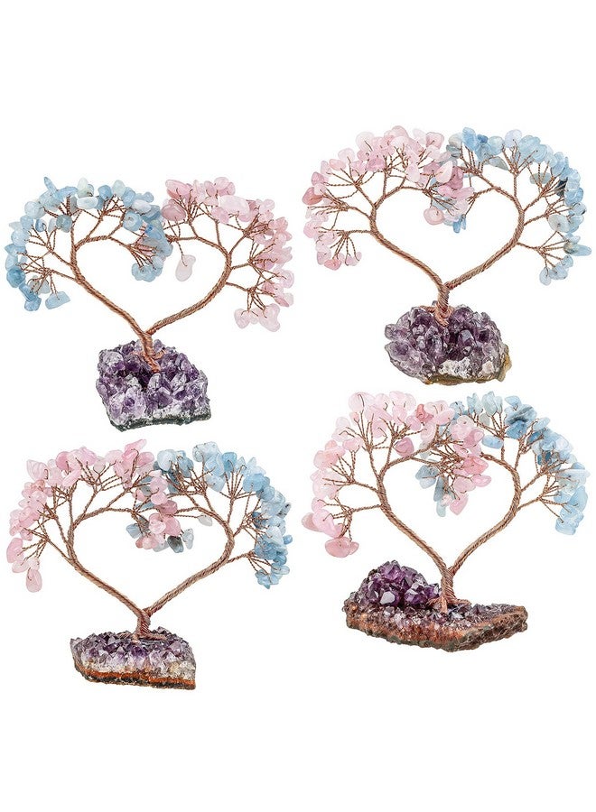 رووك كلاود شجرة نقود كريستالية شفاء على شكل قلب من روك كلاود مع قاعدة من الجمشت وديكور فنغ شوي للمنزل والمكتب وحفلات الزفاف والأكوامارين والكوارتز الوردي - Image 5