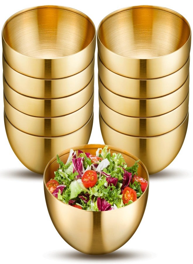 Loccmat 10 Pack Gold Mixing Bowls,Gold Stainless Steel Bowls,Metal Salad Bowl Food Serving Bowl for Fruit,Vegetable,Snacks,Rice,Cereal,Wedding,Party(5.9 Inch) - Image 1