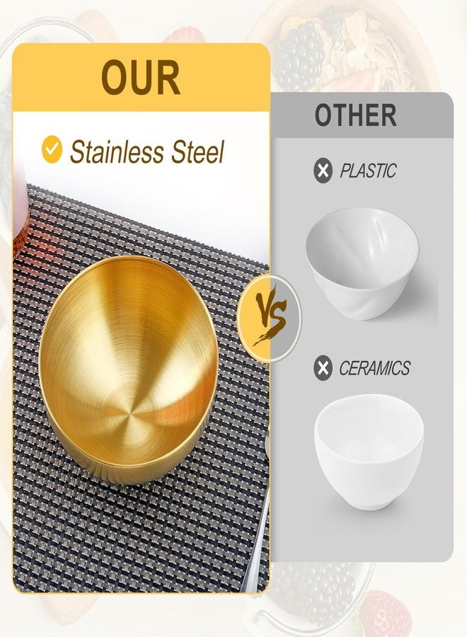 Loccmat 10 Pack Gold Mixing Bowls,Gold Stainless Steel Bowls,Metal Salad Bowl Food Serving Bowl for Fruit,Vegetable,Snacks,Rice,Cereal,Wedding,Party(5.9 Inch) - Image 3