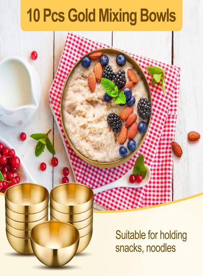 Loccmat 10 Pack Gold Mixing Bowls,Gold Stainless Steel Bowls,Metal Salad Bowl Food Serving Bowl for Fruit,Vegetable,Snacks,Rice,Cereal,Wedding,Party(5.9 Inch) - Image 5