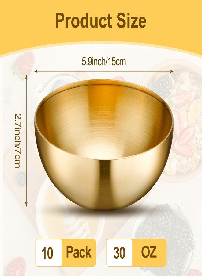 Loccmat 10 Pack Gold Mixing Bowls,Gold Stainless Steel Bowls,Metal Salad Bowl Food Serving Bowl for Fruit,Vegetable,Snacks,Rice,Cereal,Wedding,Party(5.9 Inch) - Image 2