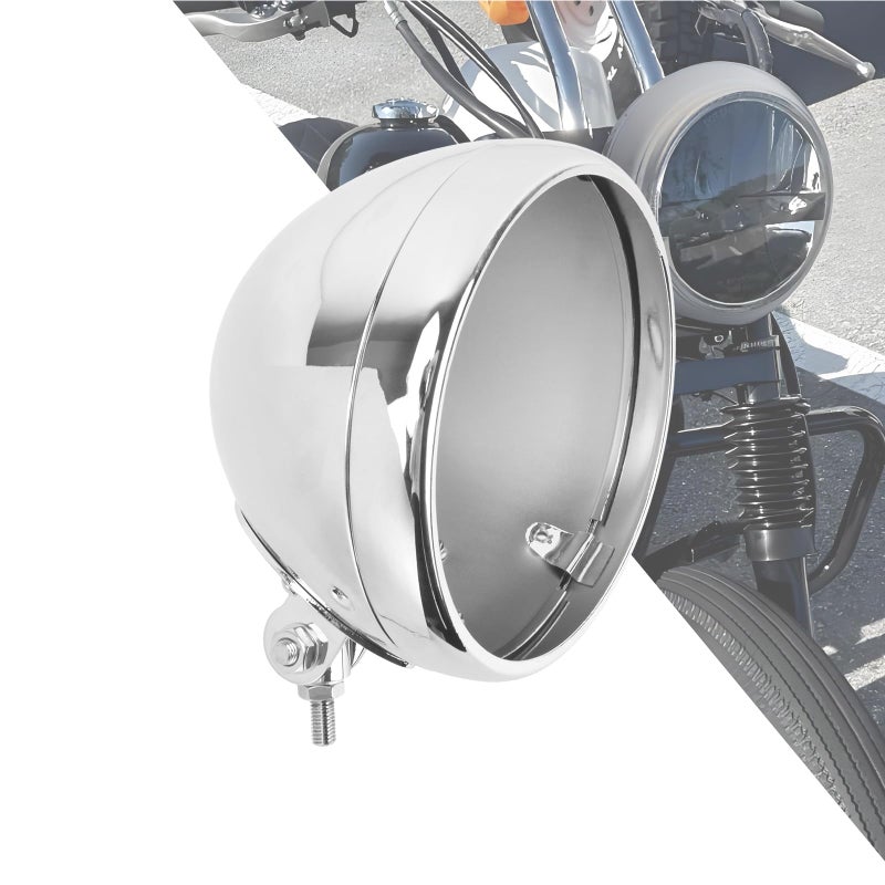 HDBUBALUS Motorcycle 7" Headlight Housing 7 Inch Head Lamp Bucket Fit for Harley Dyna Softail FX Custom Sportster XL (Chrome) - Image 1