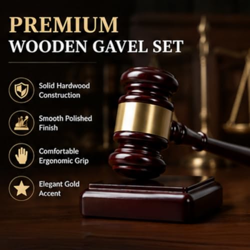 bahilok Wooden Gavel and Sound Block Set for Lawyers, Judges, and Chairmen of The Board - Perfect Desk Accessory for Local Club Presidents - Image 3
