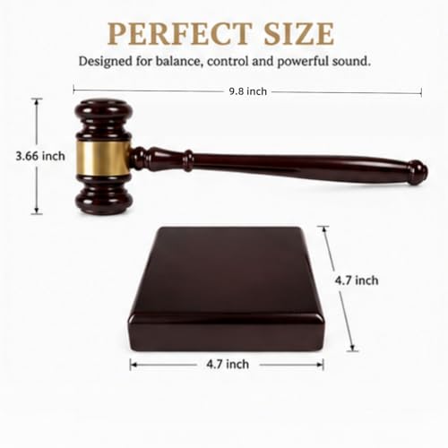 bahilok Wooden Gavel and Sound Block Set for Lawyers, Judges, and Chairmen of The Board - Perfect Desk Accessory for Local Club Presidents - Image 2