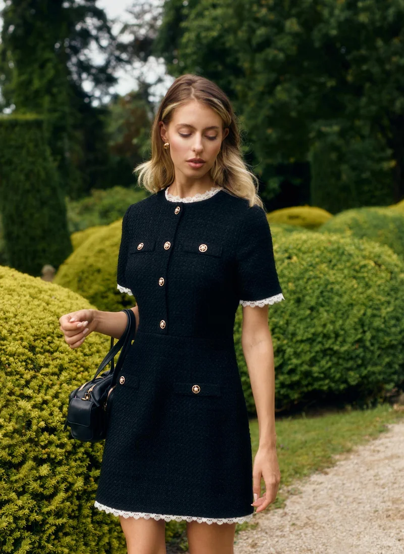 Lichi Tweed mini dress with openwork inserts