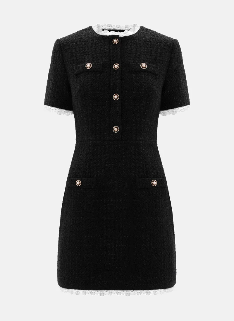 Lichi Tweed mini dress with openwork inserts
