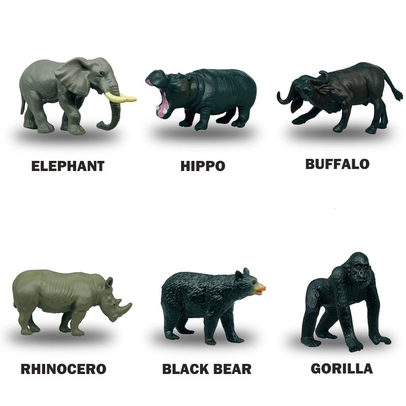 Higherbros 12Pcs Mini African Wildlife Animal Toys for Kids  Realistic Safari World Figure Toys  Animal Figurines Toy Great for Kids Gifts  Cake Toppers Party Favors  Prizes  Rewards  Educational for Children - Image 3