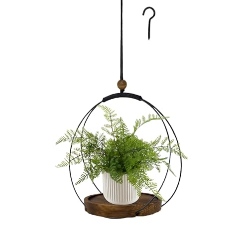 hismocal Hanging Planters for Indoor Plants,Plant Hanger with Sturdy Wood Base,Modern Boho Macrame Plant Hanger,Wall Ceiling Window Stands(Plants/Pots Not Included) (1 Pack-Circle) - Image 1