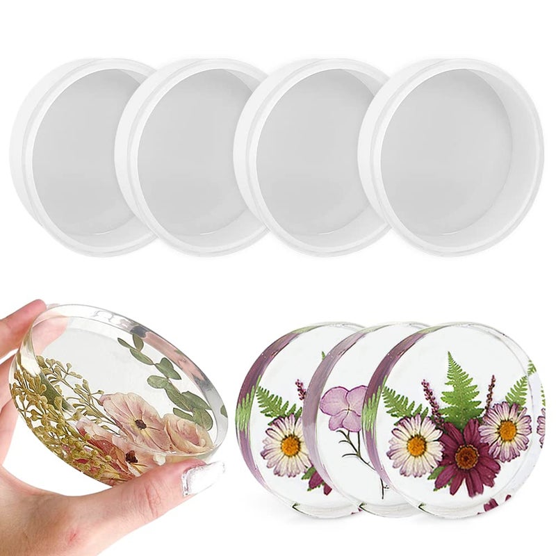 RESINWORLD Deep Coaster Molds Round Coaster Resin Molds Small Coaster Silicone Molds for Resin Casting for Flower Bouquet Preservation