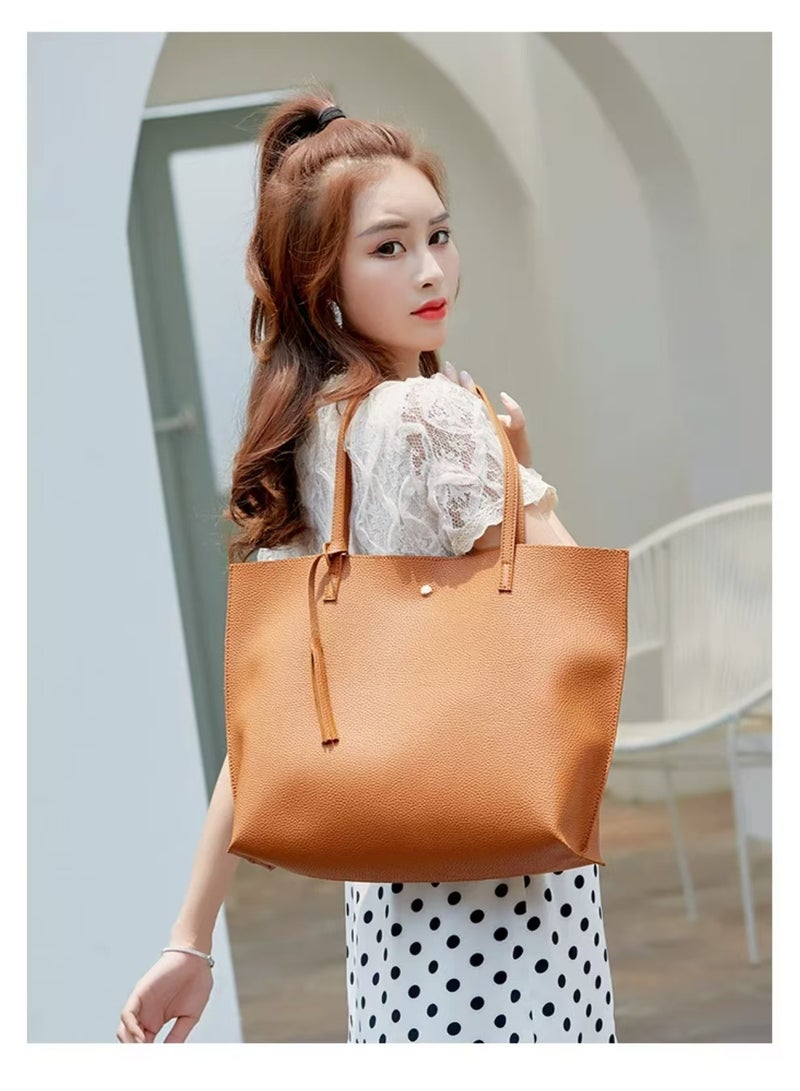 Dreubea Dreubea Women's Soft Faux Leather Tote Shoulder Bag from, Big Capacity Tassel Handbag  - Image 5
