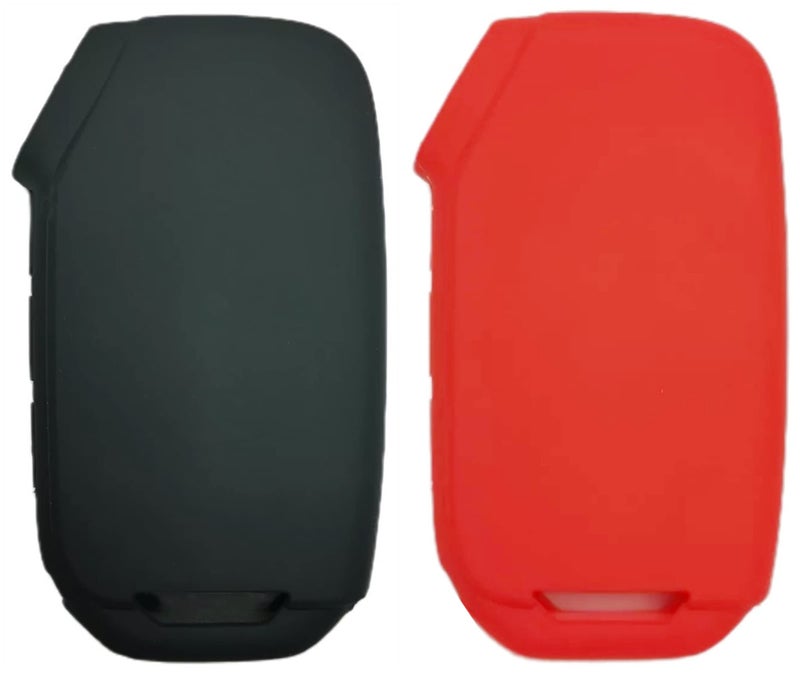 REPROTECTING Silicone Rubber Key Fob Cover Compatible with 2019-2021 Kia Forte K5 NIRO Seltos Sorento Soul Sportage Telluride Cadenza (not for Keys with Eject/fold Buttons (Black Red, 5 Buttons) - Image 2