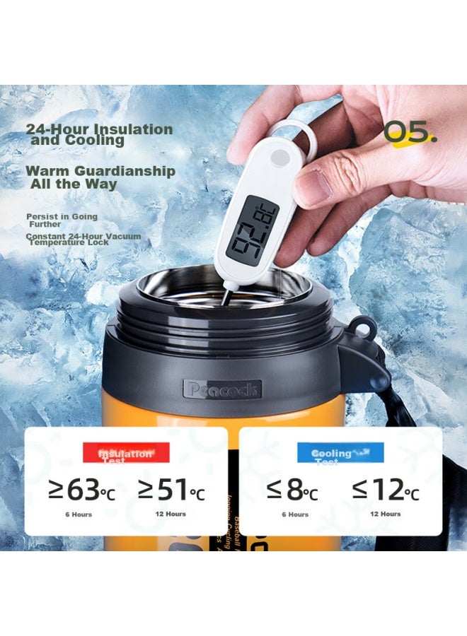 Peacock Pea Outdoor Travel Camping Large Capacity Vacuum Insulated Bottle, Portable Stainless Steel Thermos Flask - Image 4