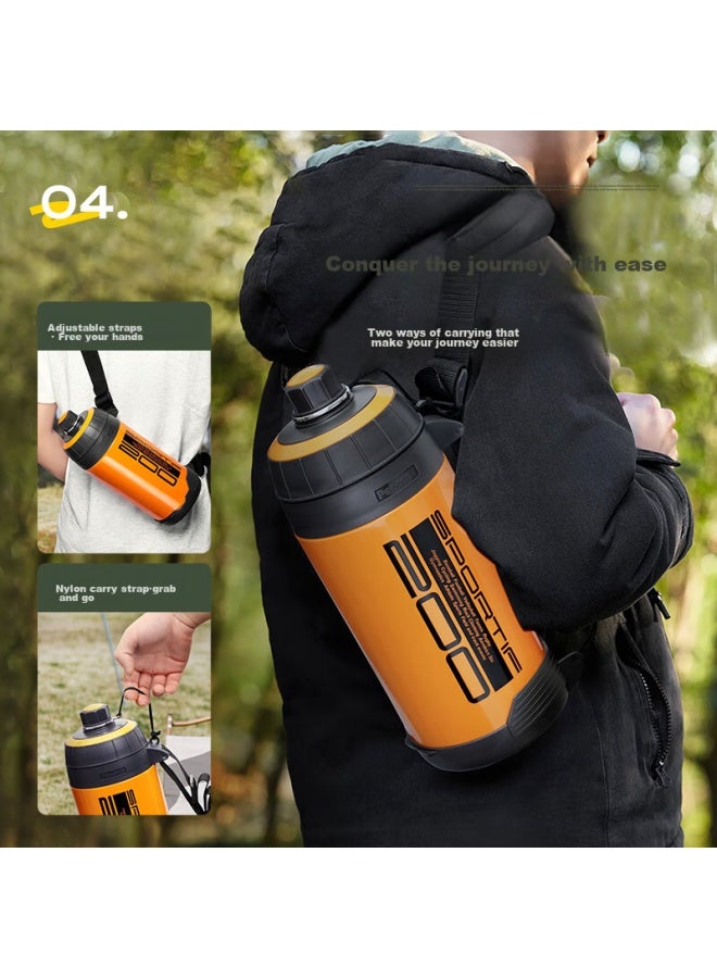 Peacock Pea Outdoor Travel Camping Large Capacity Vacuum Insulated Bottle, Portable Stainless Steel Thermos Flask - Image 5