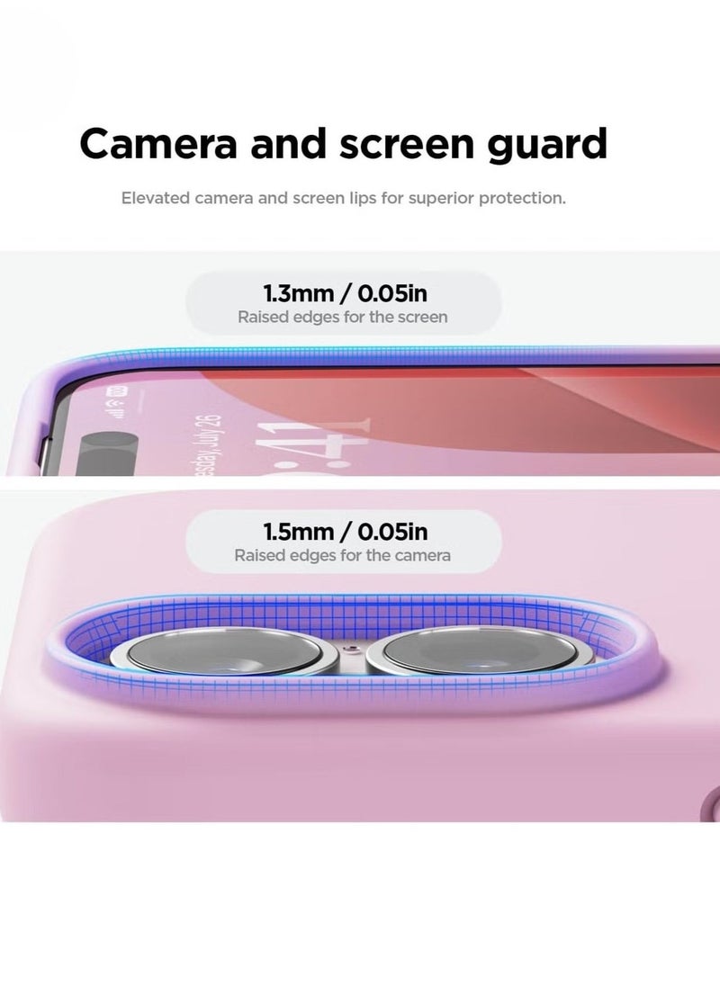 Hot Pink Liquid Silicone Case for iPhone 16 Plus – Slim Shockproof Full Body Protection with Soft Microfiber Lining