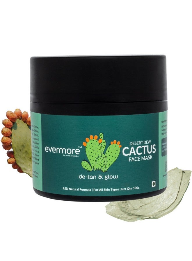 Evermore Mexican Cactus De-Tan Face Mask for Glowing Skin | Kaolin Clay, Kojic Acid, Niacinamide | Removes Tan, Deep Cleanses Pores, Controls Oil, Hydrates & Soothes | For All Skin Types - 100g (Pack of 1) - Image 1