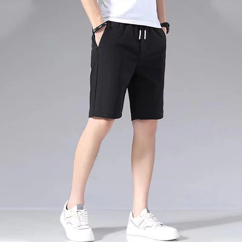 Shorts Mens Summer Thin Korean Style Fashionable Casual Ice Silk Sports Pants Loose Straight Trendy Brand Beach Pants Black-shorts  - Image 3
