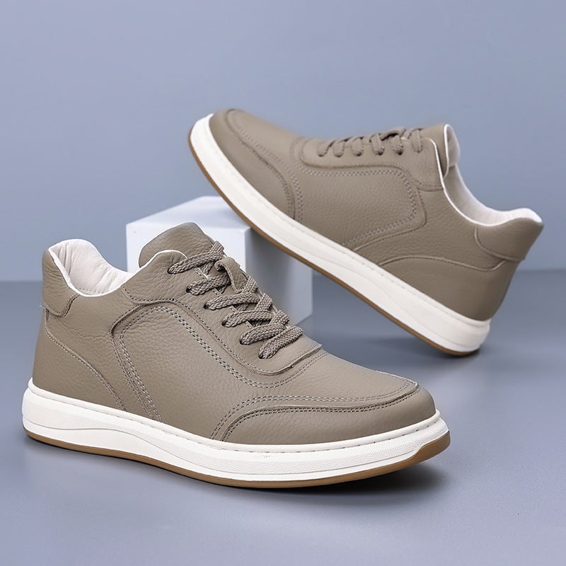 First-Layer Cowhide Winter New Men'S Cotton Shoes Genuine Leather Fleece-Lined Warm Casual Shoes Men'S White Shoes Sneakers Men'S Shoes - Image 4