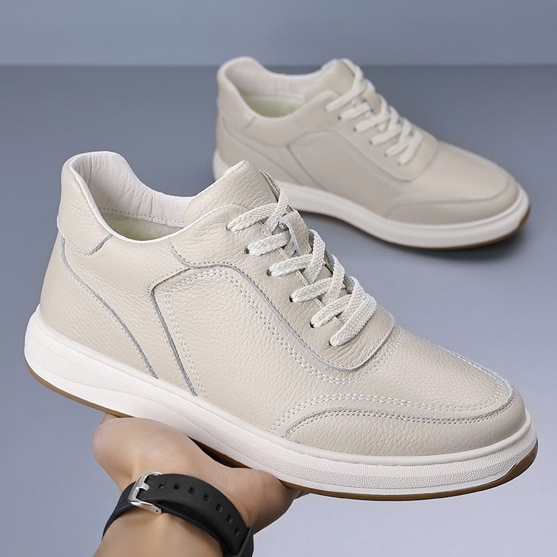 First-Layer Cowhide Winter New Men'S Cotton Shoes Genuine Leather Fleece-Lined Warm Casual Shoes Men'S White Shoes Sneakers Men'S Shoes - Image 3